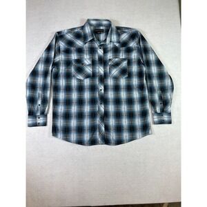 Pintlar Western Shirt Mens 2XL Multicolor Plaid Pearl Snap Long Sleeve Cowboy